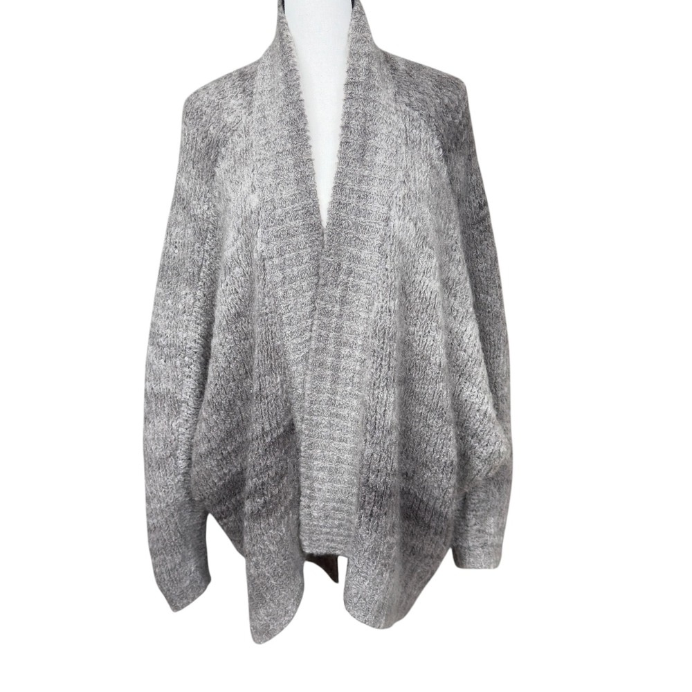 Eileen Fisher Cardigan Womens M Grey Mohair Merino Wool Ombre Cocoon Sweater